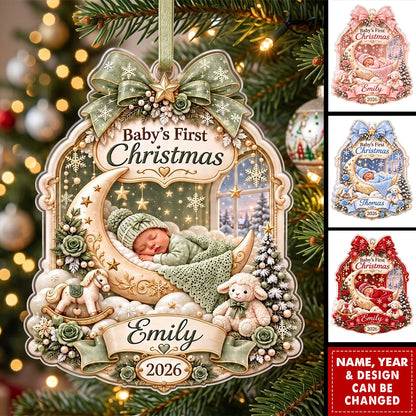 "Baby's First Christmas" Personalized Acrylic Ornament - Holiday Keepsake for Newborn