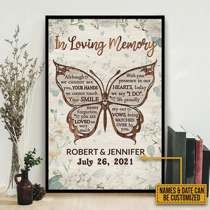 In Loving Memory Wedding Memorial Canvas / Poster - Custom Butterfly Wall Decor for Couples