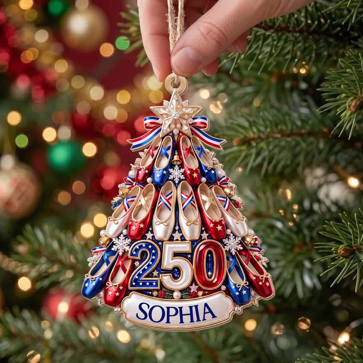 Ballet Shoes Christmas Tree Personalized Wooden Ornament - Custom Gift for Ballerina Dancer