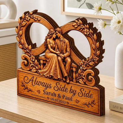 Personalized couples wooden plaque engraved with Always Side by Side quote and custom names image 6