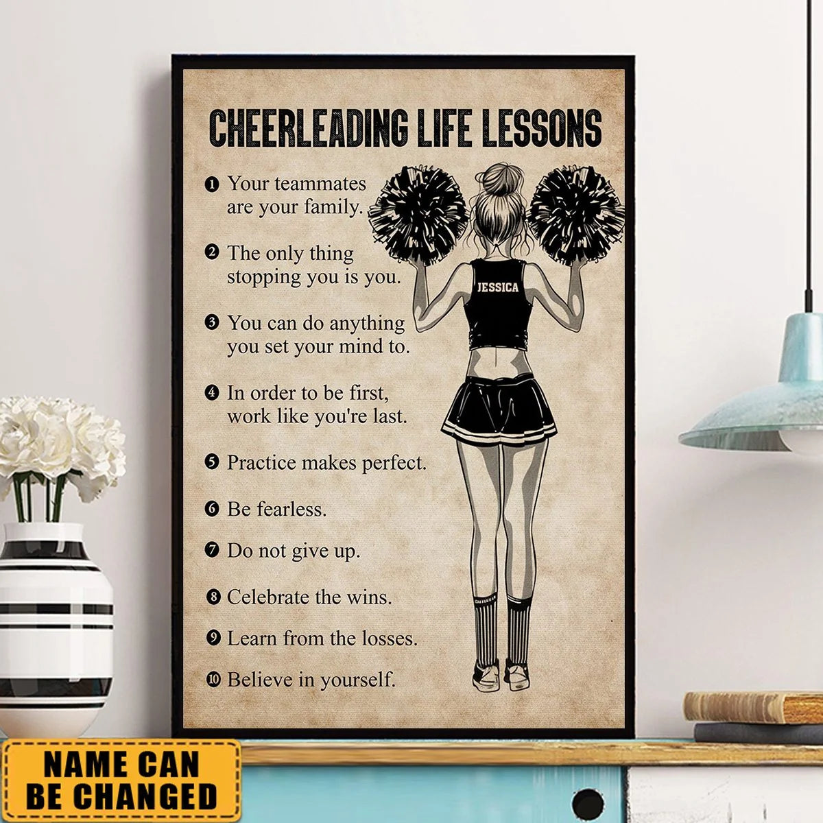 Cheerleading Life Lessons Custom Name Canvas / Poster - Personalized Wall Art Gift for Cheer Girl