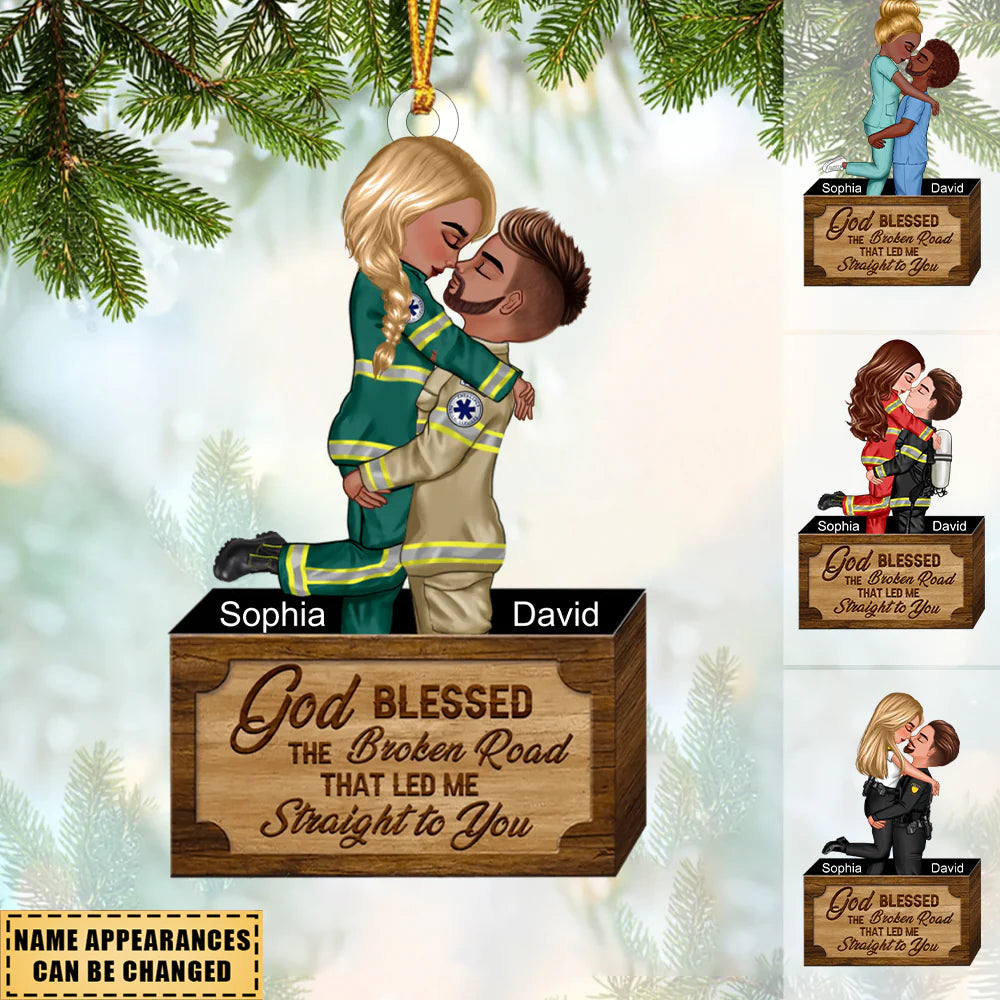 Custom First Responder Couple Ornament for Couples with personalized design details for meaningful gifting