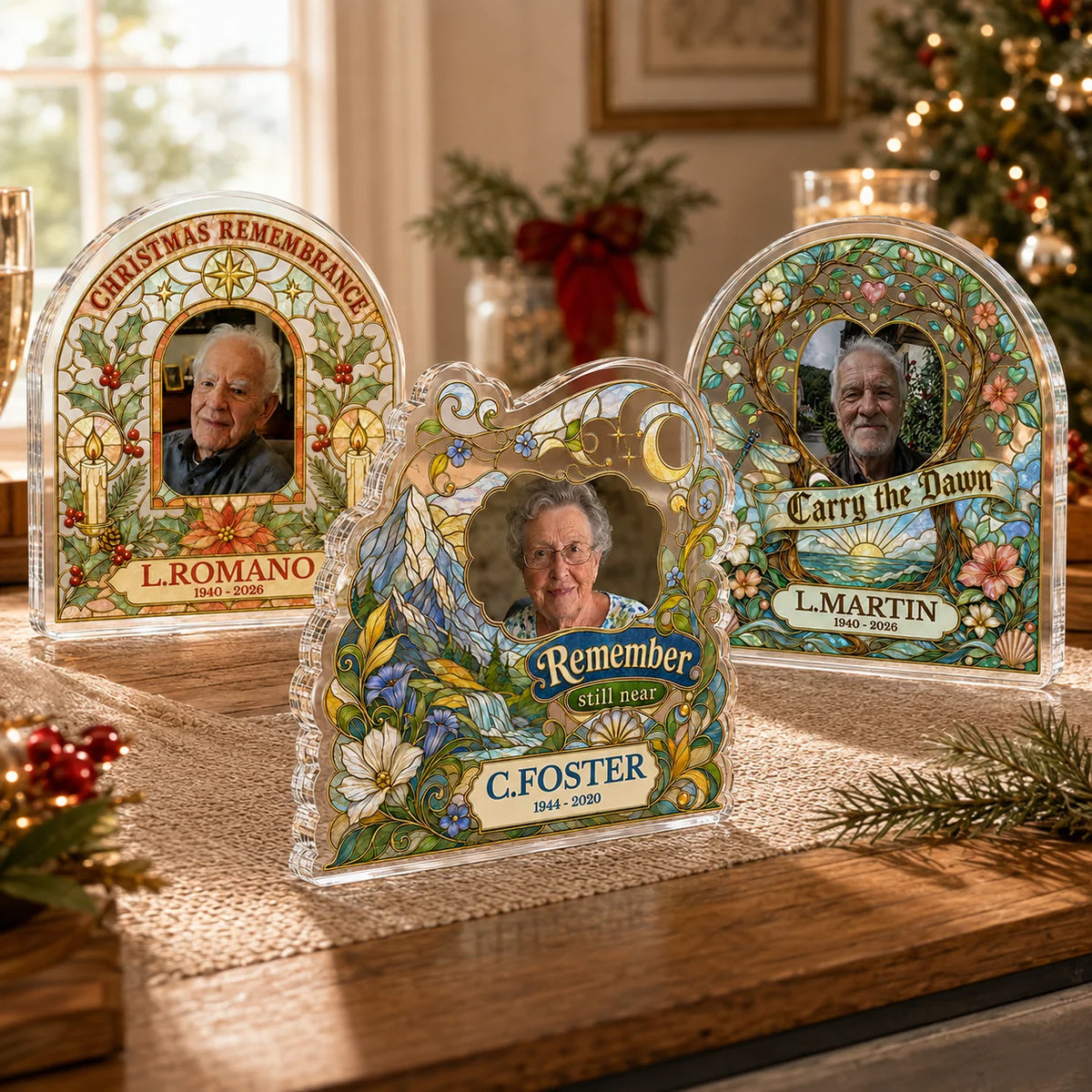 Christmas Remembrance Personalized Acrylic Plaque - Custom Memorial Photo Keepsake for Loss of Loved One