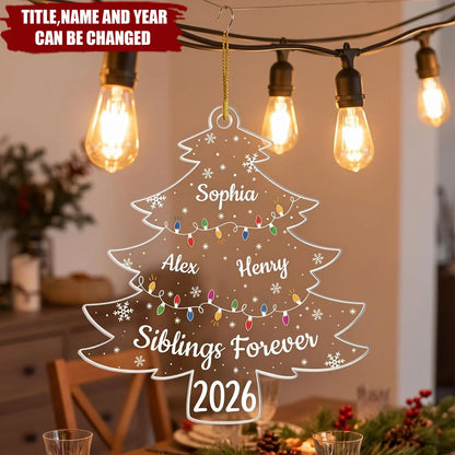Siblings Forever Personalized Acrylic Ornament – Custom Christmas Tree Holiday Keepsake Gift for Brother & Sister