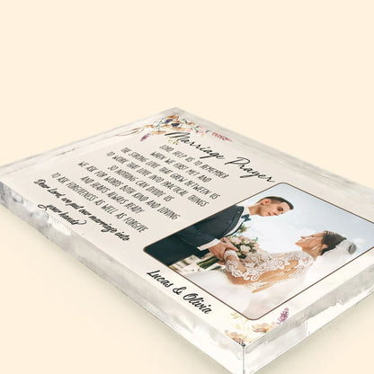 Plaque material and size view - Personalized Marriage Prayer Acrylic Photo Plaque