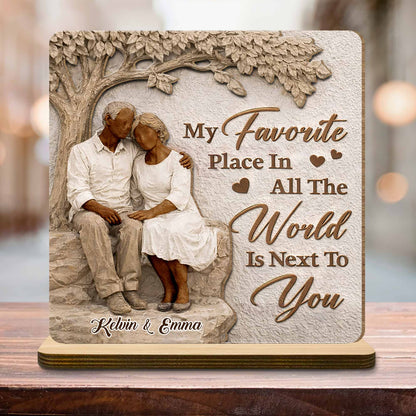 Wood Sign material and size view - Personalized Couple Wood Plaque