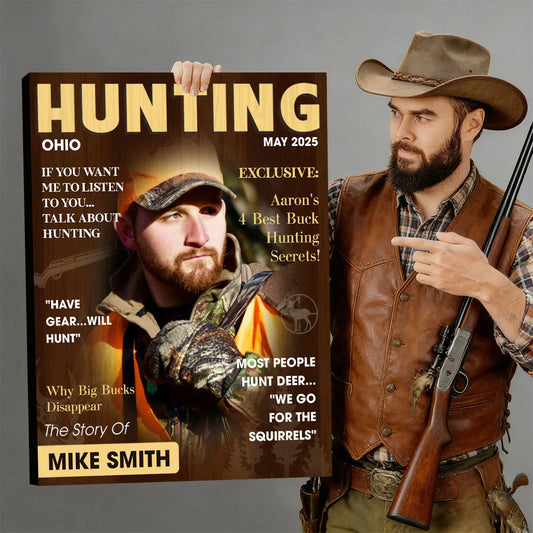 Personalized Hunter Magazine Cover Canvas / Poster - Custom Hunting Photo Wall Art Gift for Him