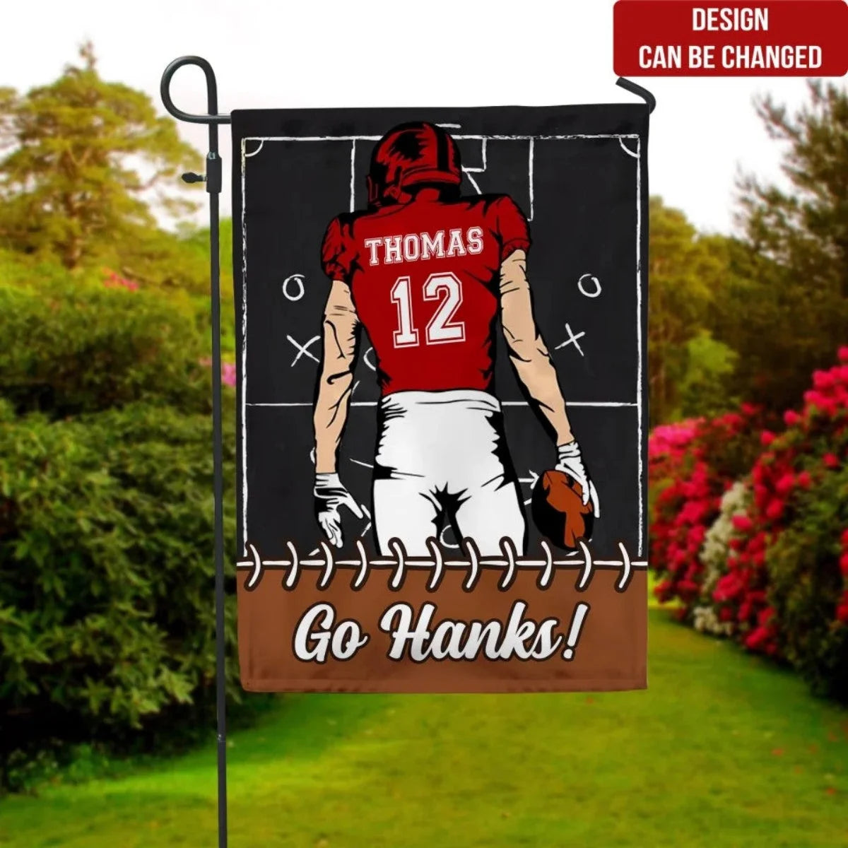 Game Day Custom Football Garden Flag - Personalized Player Name & Number Yard Sign