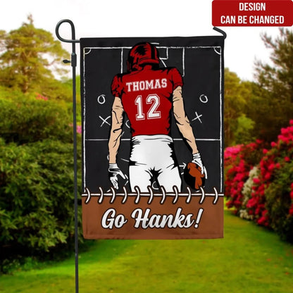 Game Day Custom Football Garden Flag - Personalized Player Name & Number Yard Sign
