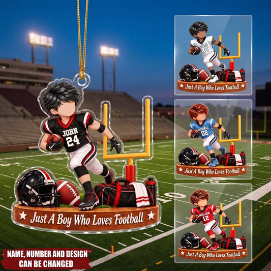 Just A Boy Who Loves Football - Personalized Acrylic Ornament Christmas for Son