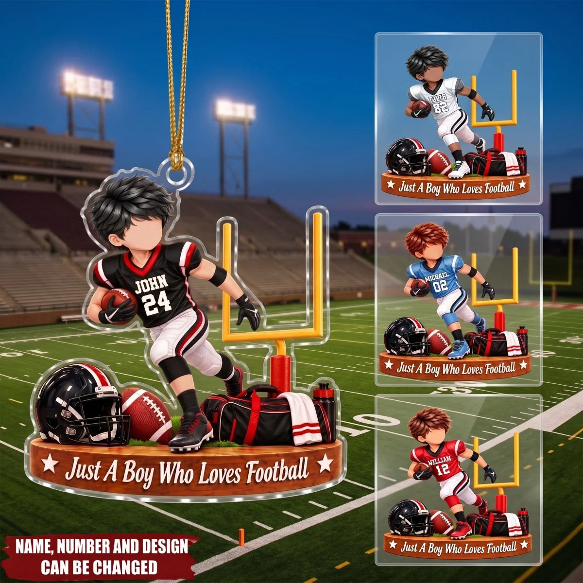 Just A Boy Who Loves Football - Personalized Acrylic Ornament Christmas for Son