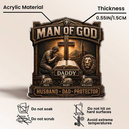 Man Of God Personalized Acrylic Plaque for Dad with personalized design details for meaningful gifting image 7