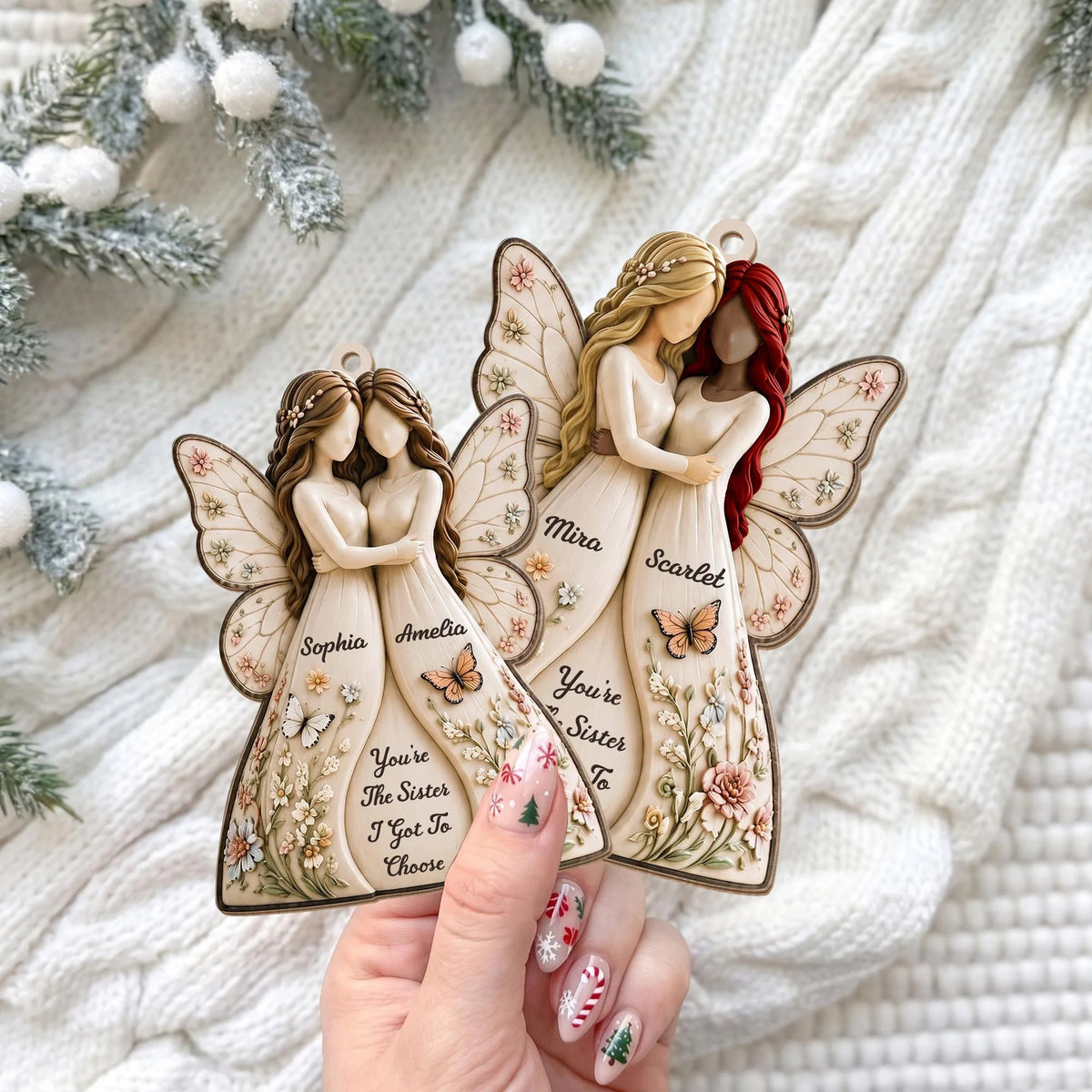 You're The Sister I Got To Choose - Personalized Wood Ornament for Bestie Sister Christmas Gift