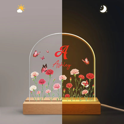 Custom Floral Name Night Light - Personalized Acrylic LED Lamp for Kids, Girls & Mom