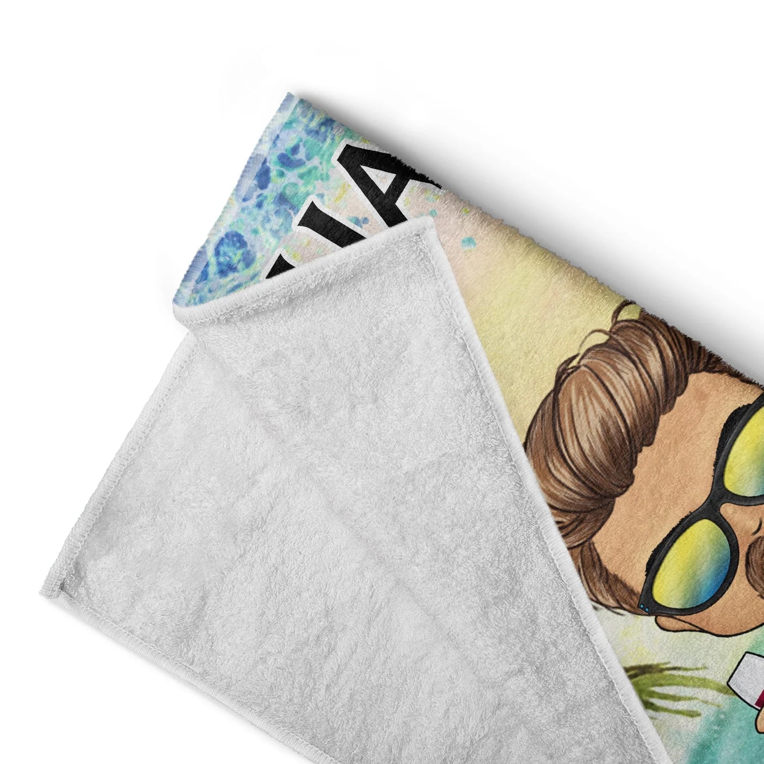 Towel material and size view - Personalized Beach Towel