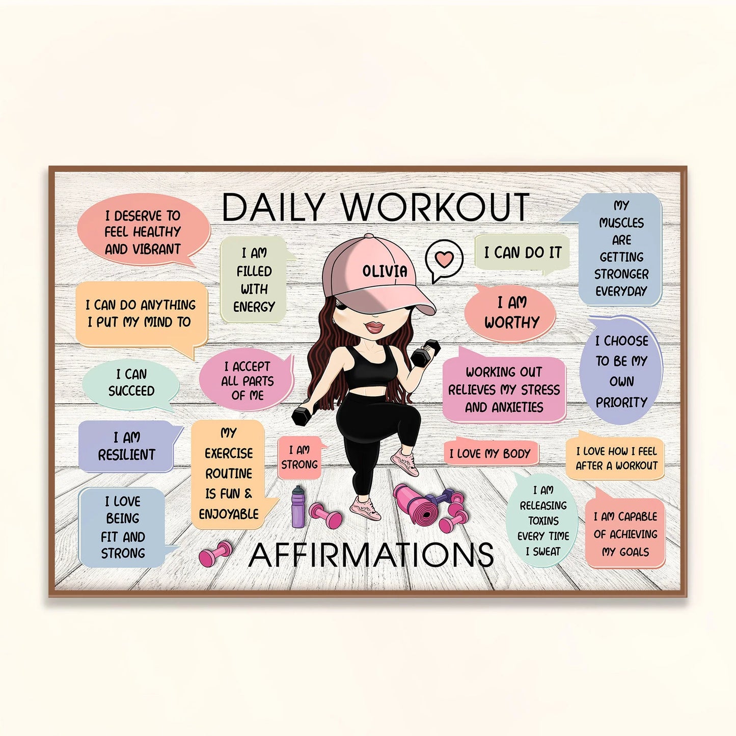 Daily Workout Affirmations Personalized Canvas / Poster - Custom Fitness Motivation Wall Art for Gym Lovers