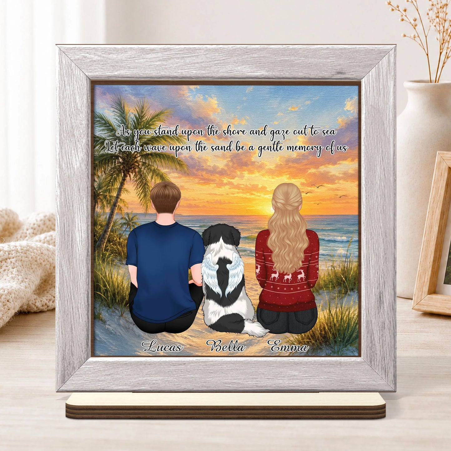 "As You Stand Upon The Shore" Seaside Dog Memorial - Personalized Wooden Plaque Gift
