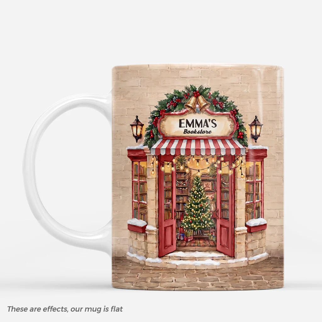 Custom Bookstore Ceramic Mug - Personalized Christmas Gift for Book Lovers