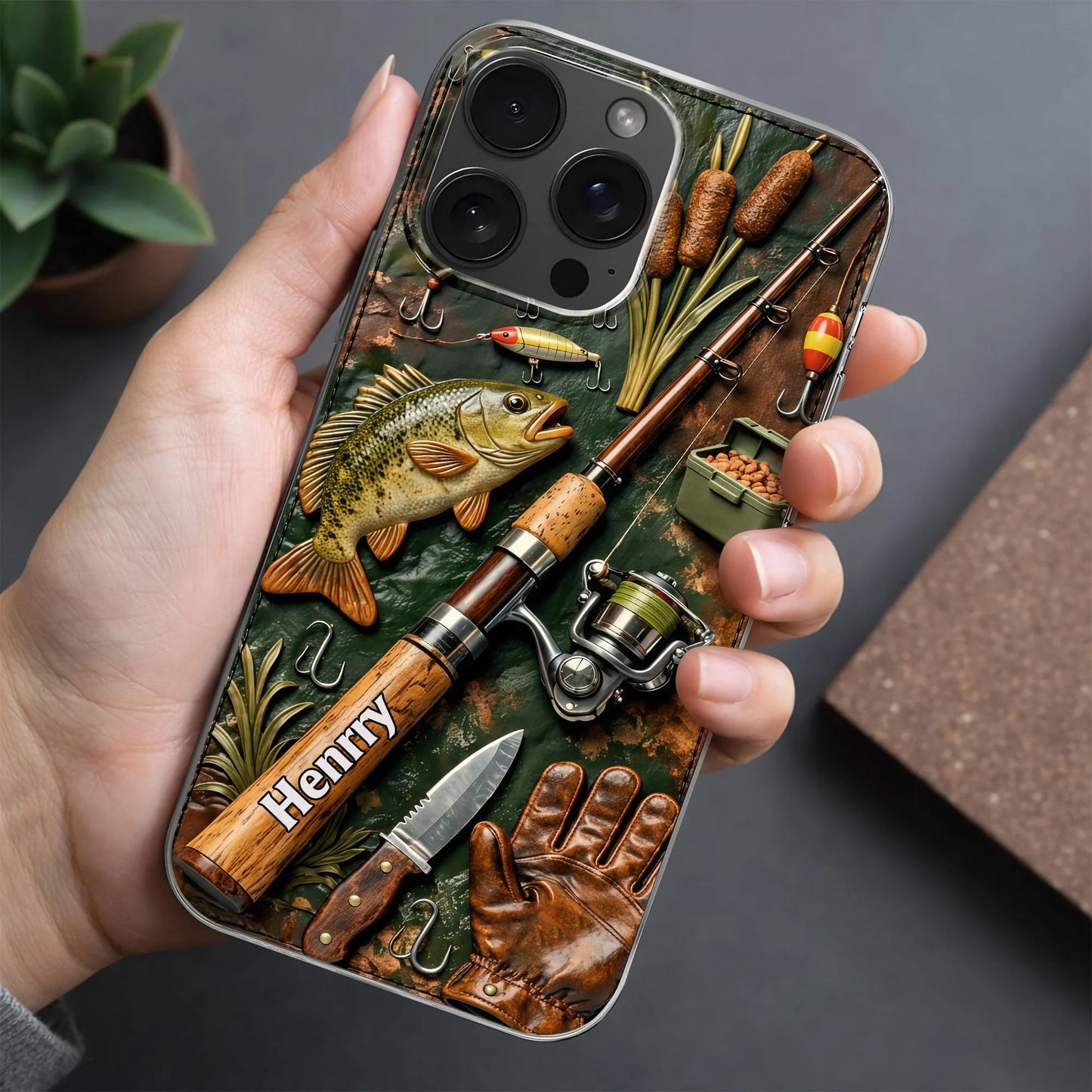 A Perfect Day Fishing Rod and Bass Fish Design