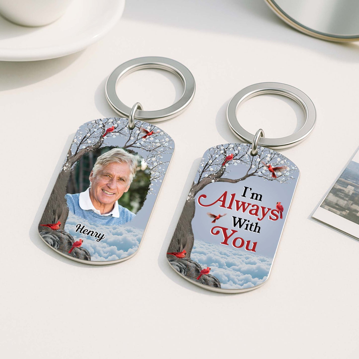 Personalized Photo Memorial Keychain personalization view for Family