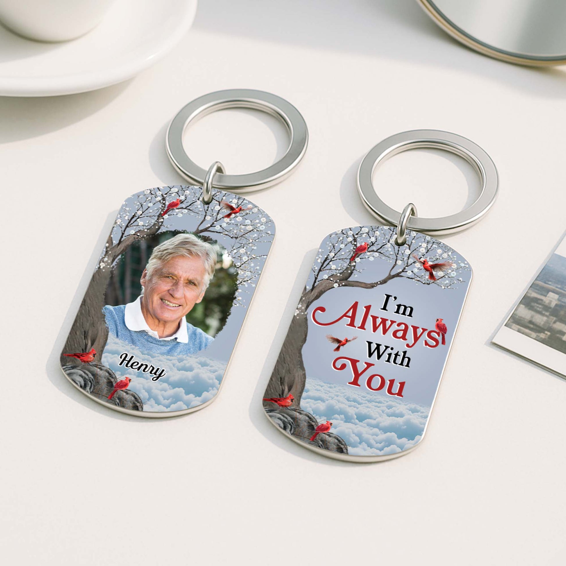 Personalized Photo Memorial Keychain personalization view for Family