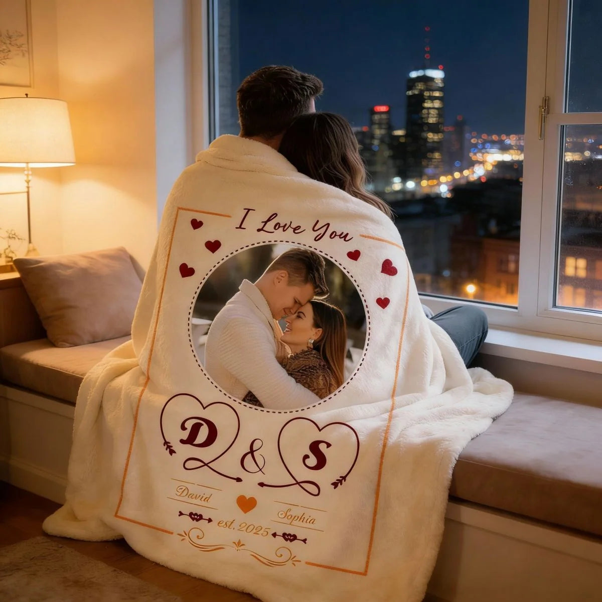 I Love You Custom Photo Blanket - Personalized Blanket for Couples Anniversary