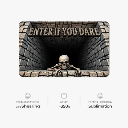Enter If You Dare Personalized Halloween Doormat - Custom Creepy Skeleton Decor for Family