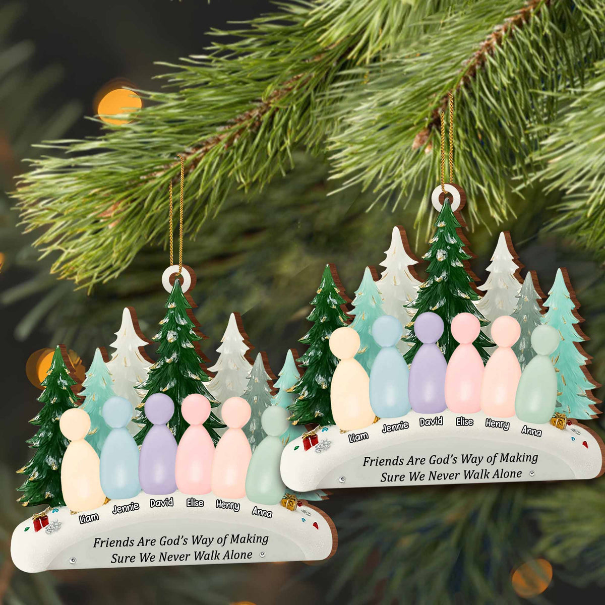 Friends Are God’s Way, Snowboard And Trees Ornament