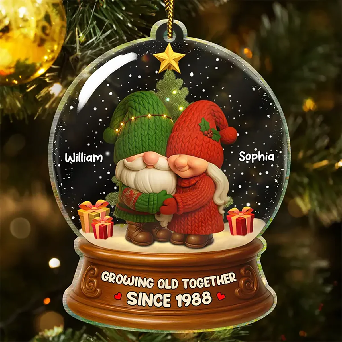 Personalized Christmas Couple Growing Old Together Acrylic Ornament - Custom Romantic Keepsake Gift for Wife and Husband