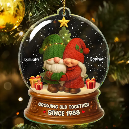 Personalized Christmas Couple Growing Old Together Acrylic Ornament - Custom Romantic Keepsake Gift for Wife and Husband