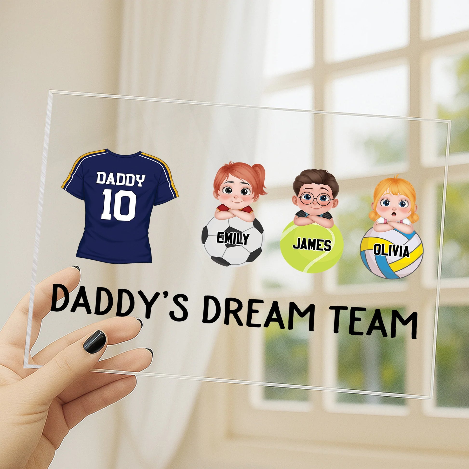 Daddy's Dream Team Personalized Acrylic Plaque - Custom Gift for Dad & Grandpa