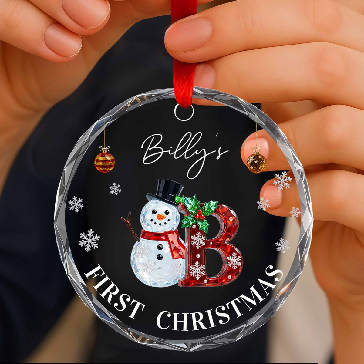 First Christmas Snowman And Snowflakes Ornament
