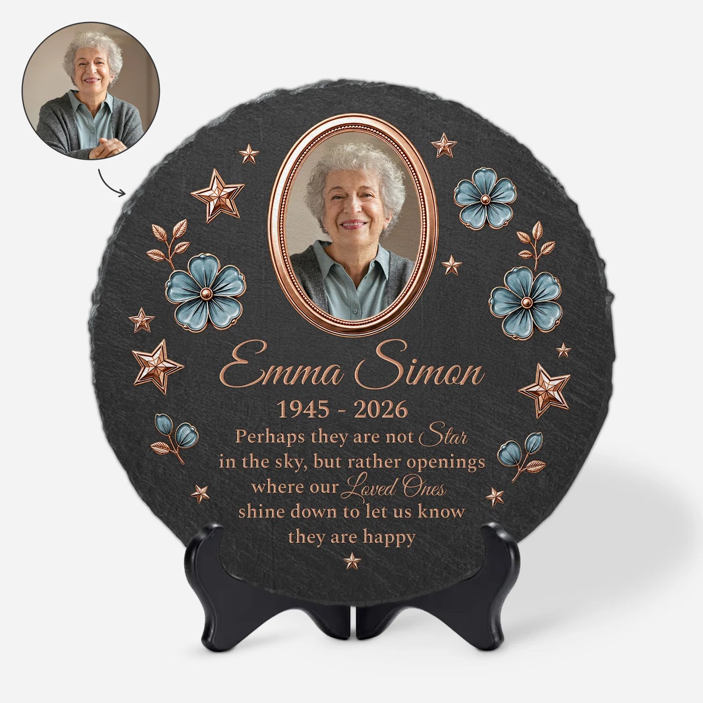 "Perhaps They Are Not Stars" Personalized Photo Memorial Stone - Custom Garden Keepsake Memorial Gift