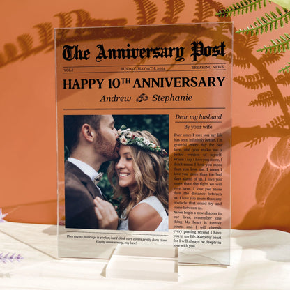Plaque material and size view - Custom Newspaper Anniversary Plaque
