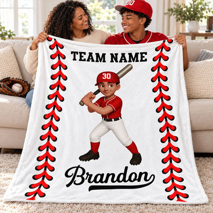 Personalized Baseball & Softball Blanket - Custom Player Name & Team Keepsake Gift for Kids