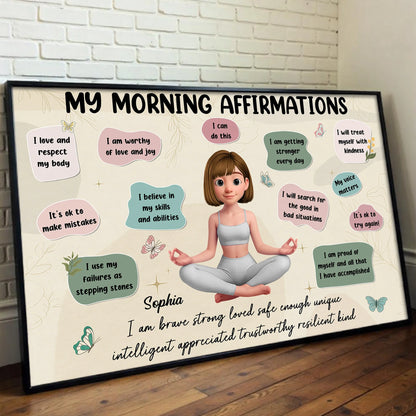 My Morning Affirmations With Young Girl and Yoga Pose