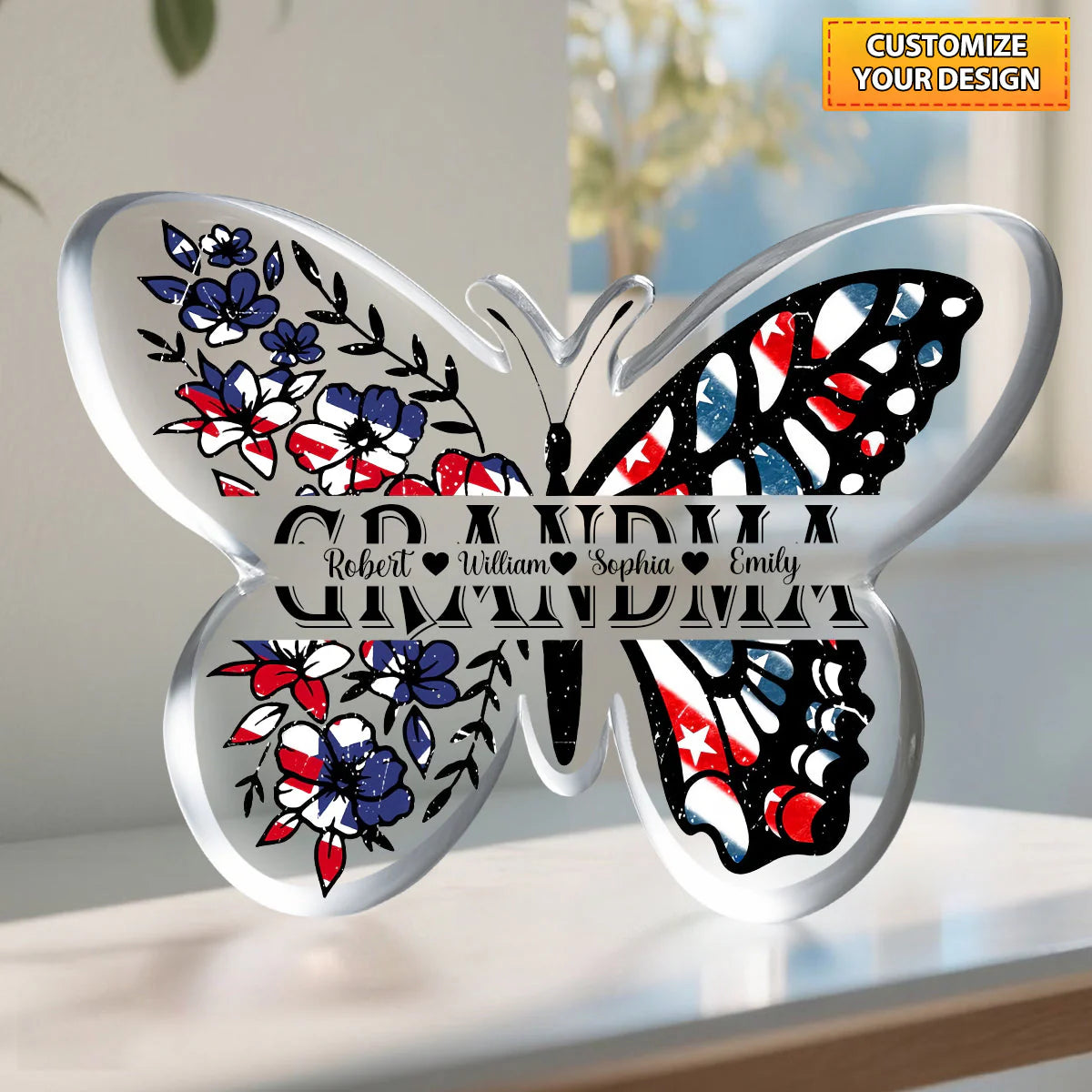 Personalized Grandma Butterfly Plaque personalization view for Mom