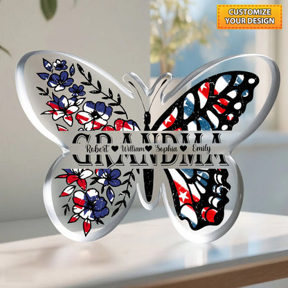 Personalized Grandma Butterfly Plaque personalization view for Mom