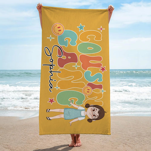 Custom Cousin Crew Beach Towel personalization view for Kids/Babies