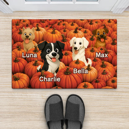 Custom Pumpkin Patch Dog Doormat - Personalized Fall Welcome Mat for Dog Lovers