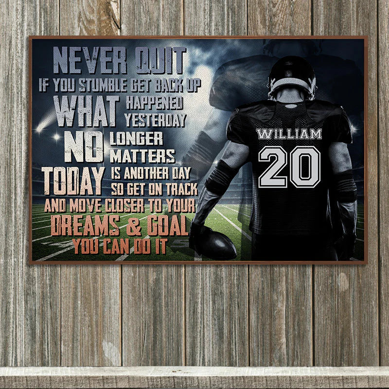 Canvas / Poster material and size view - Personalized Football Motivation Poster