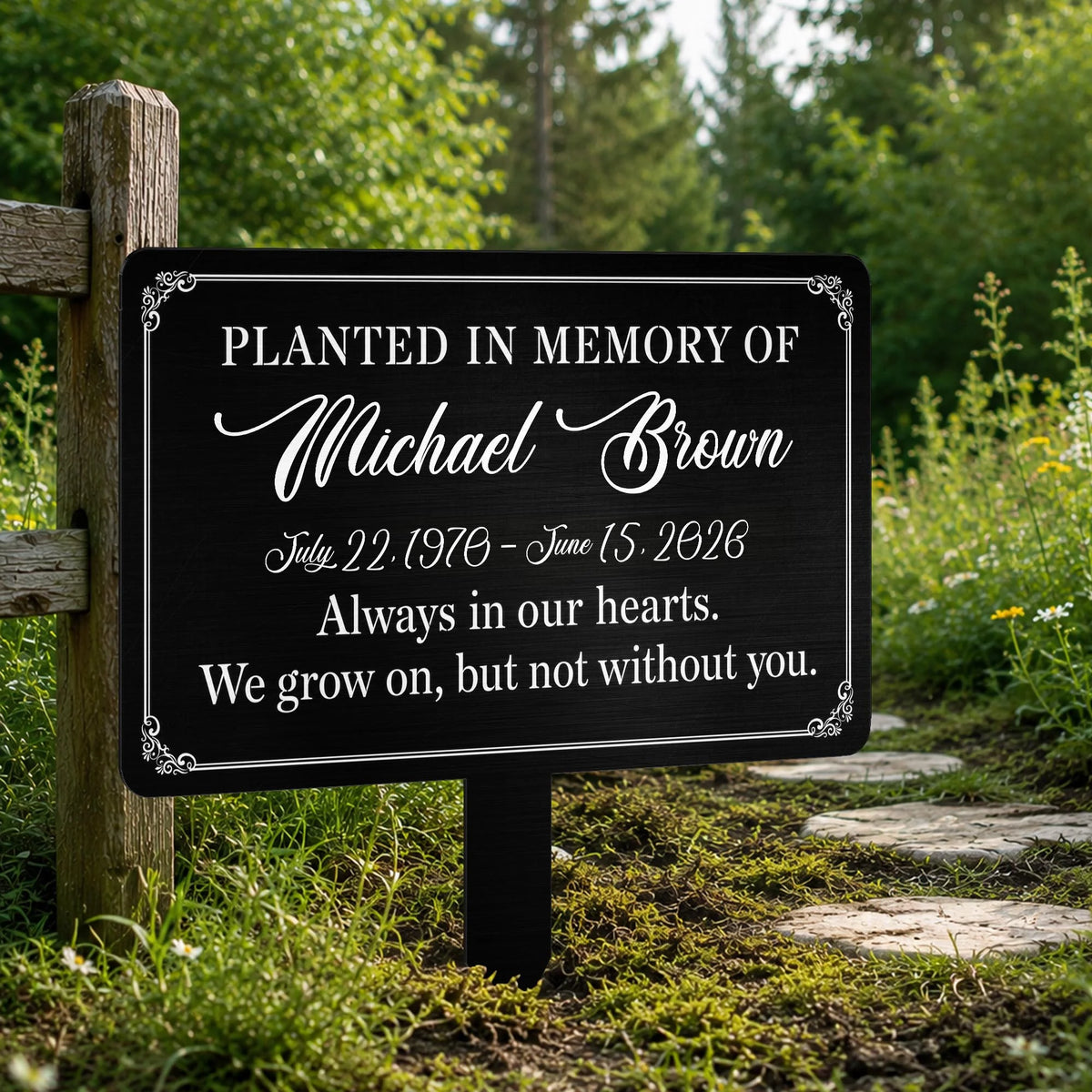 Planted In Memory Of Personalized Metal Garden Stake - Custom Memorial Tribute Yard Sign for Family