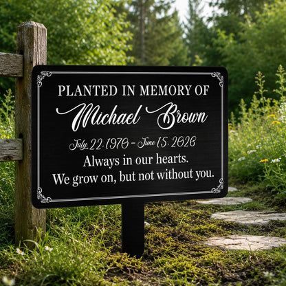 Planted In Memory Of Personalized Metal Garden Stake - Custom Memorial Tribute Yard Sign for Family
