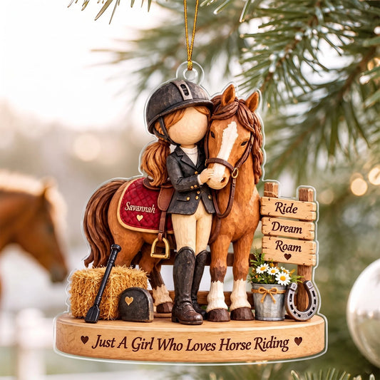 "Just A Girl Who Loves Horse Riding" Personalized Acrylic Ornament - Custom Gift for Equestrian