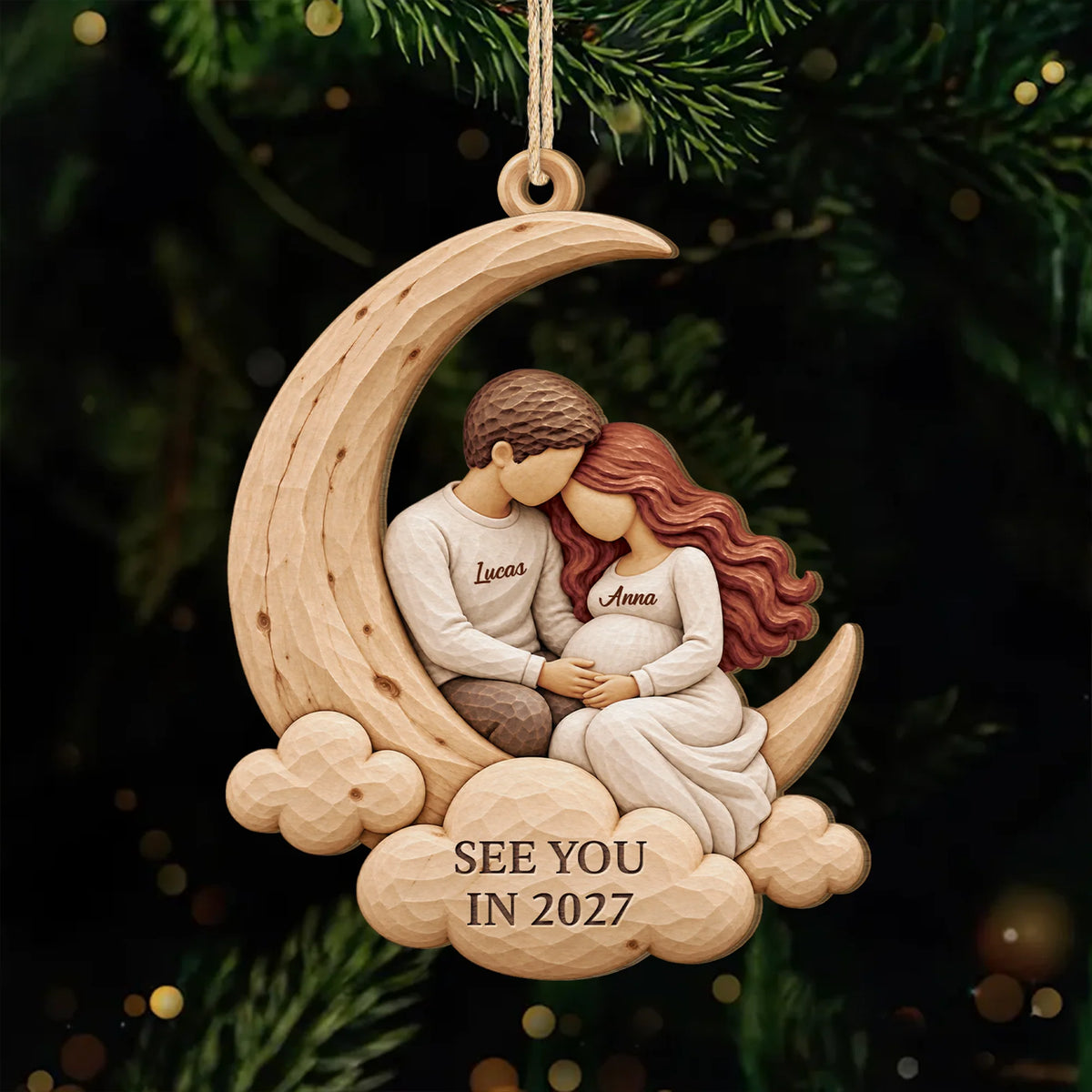 See You In 2027 Personalized Wooden Ornament - Christmas Keepsake Gift for Expecting Parents