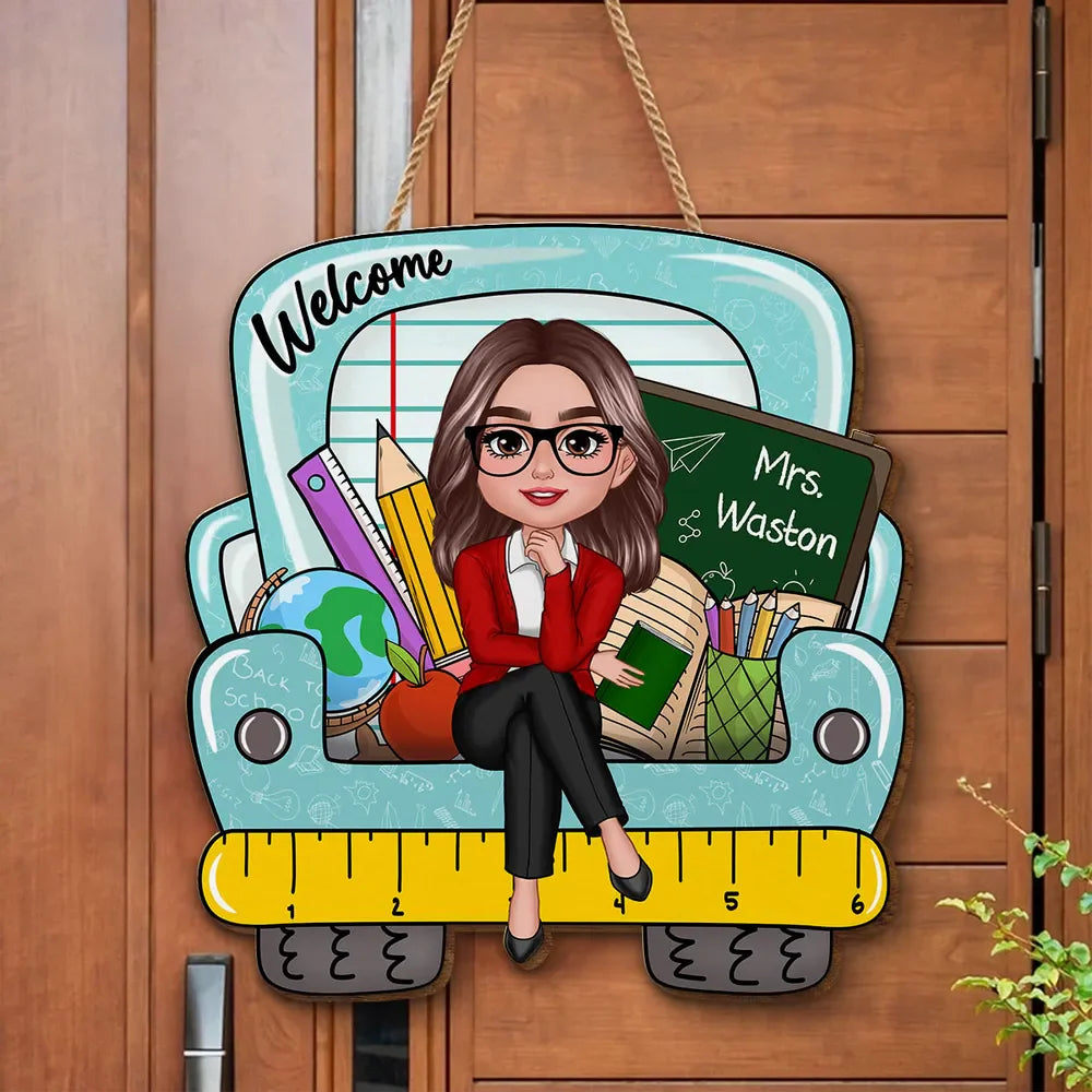 Wood Sign material and size view - Personalized Teacher Wood Sign