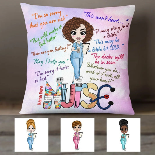 Proud Nurse Life Quotes Personalized Pillow - Custom Registered Nurse Gift