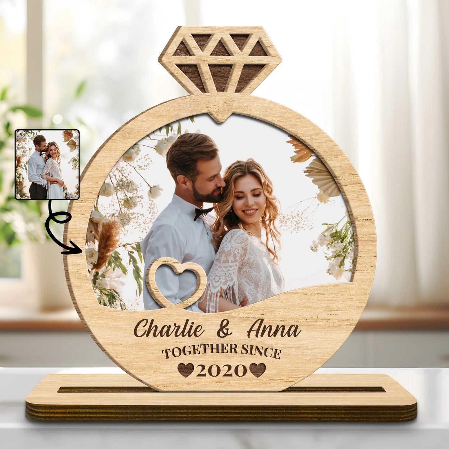 Custom Anniversary Wood Plaque for Couples with personalized design details for meaningful gifting
