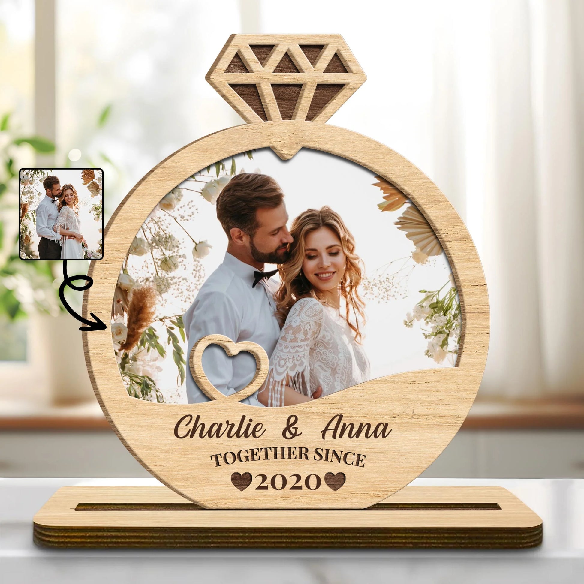 Custom Anniversary Wood Plaque for Couples with personalized design details for meaningful gifting