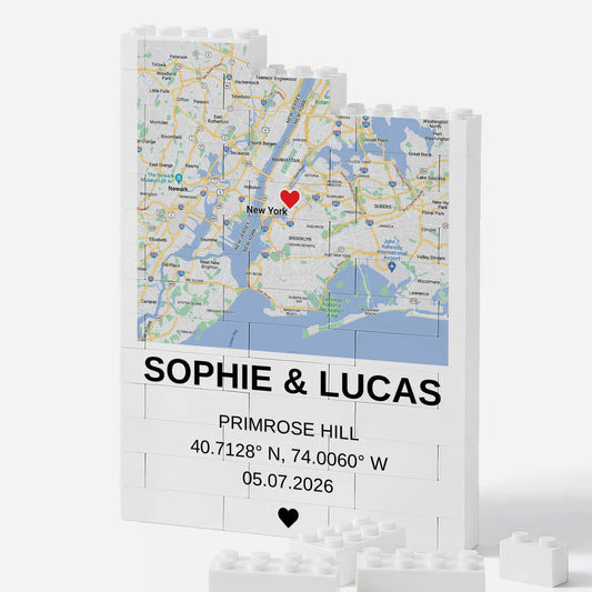 Where We Met Custom Map Building Brick Puzzle - Personalized Anniversary Gift for Couples